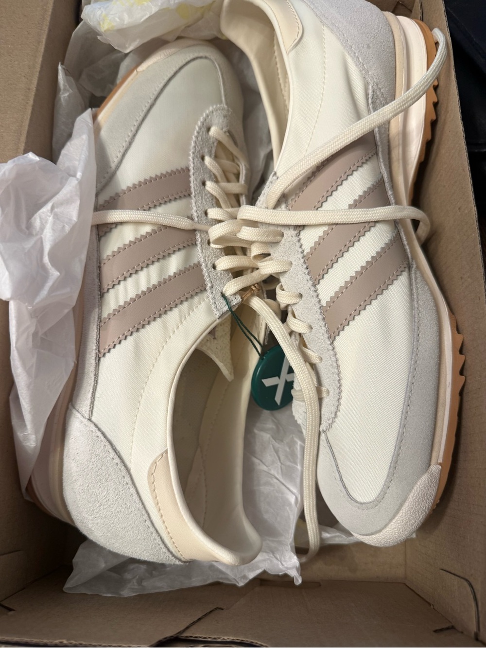 Adidas Women’s Sneakers Off White w/ Tan Stripes SL 72 OG W SIZE 9 Originals - Picture 8 of 10
